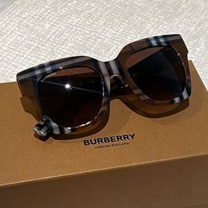 Burberry Plaid Square Sunglasses in Brown and Black